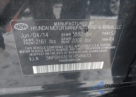 2014 Hyundai Elantra Se из США, поврежденный, VIN 5NPDH4AE9EH546673